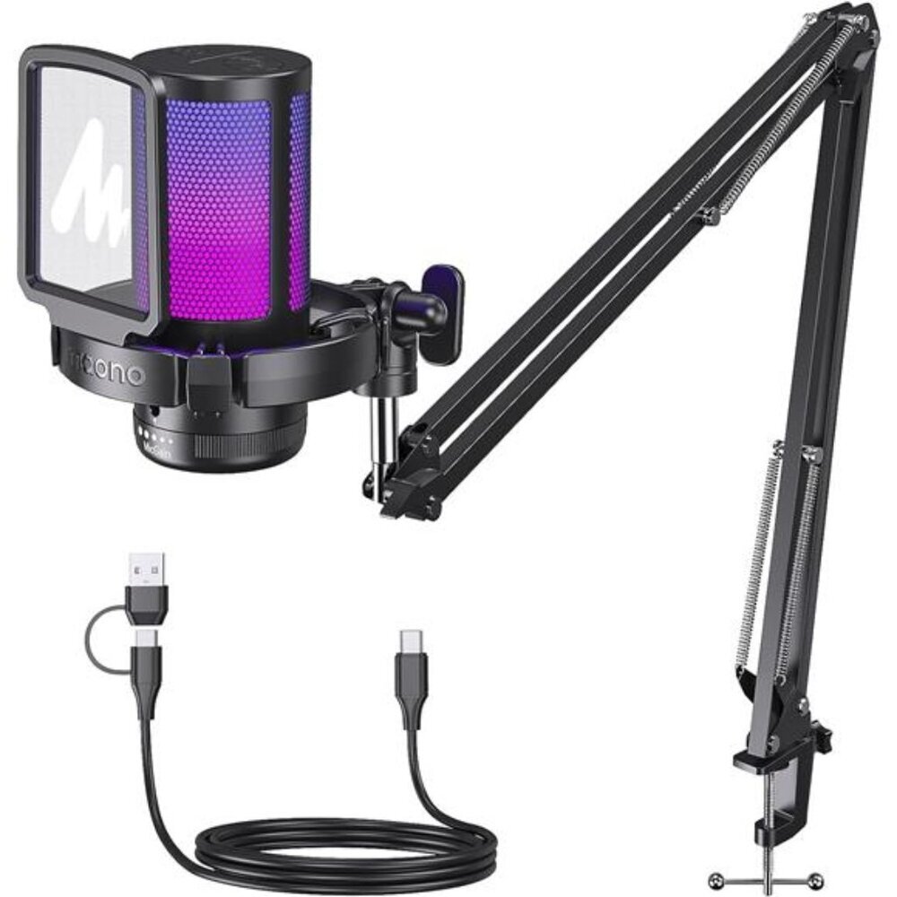 MAONO Gaming USB Microphone, Noise Cancellation Condenser mic